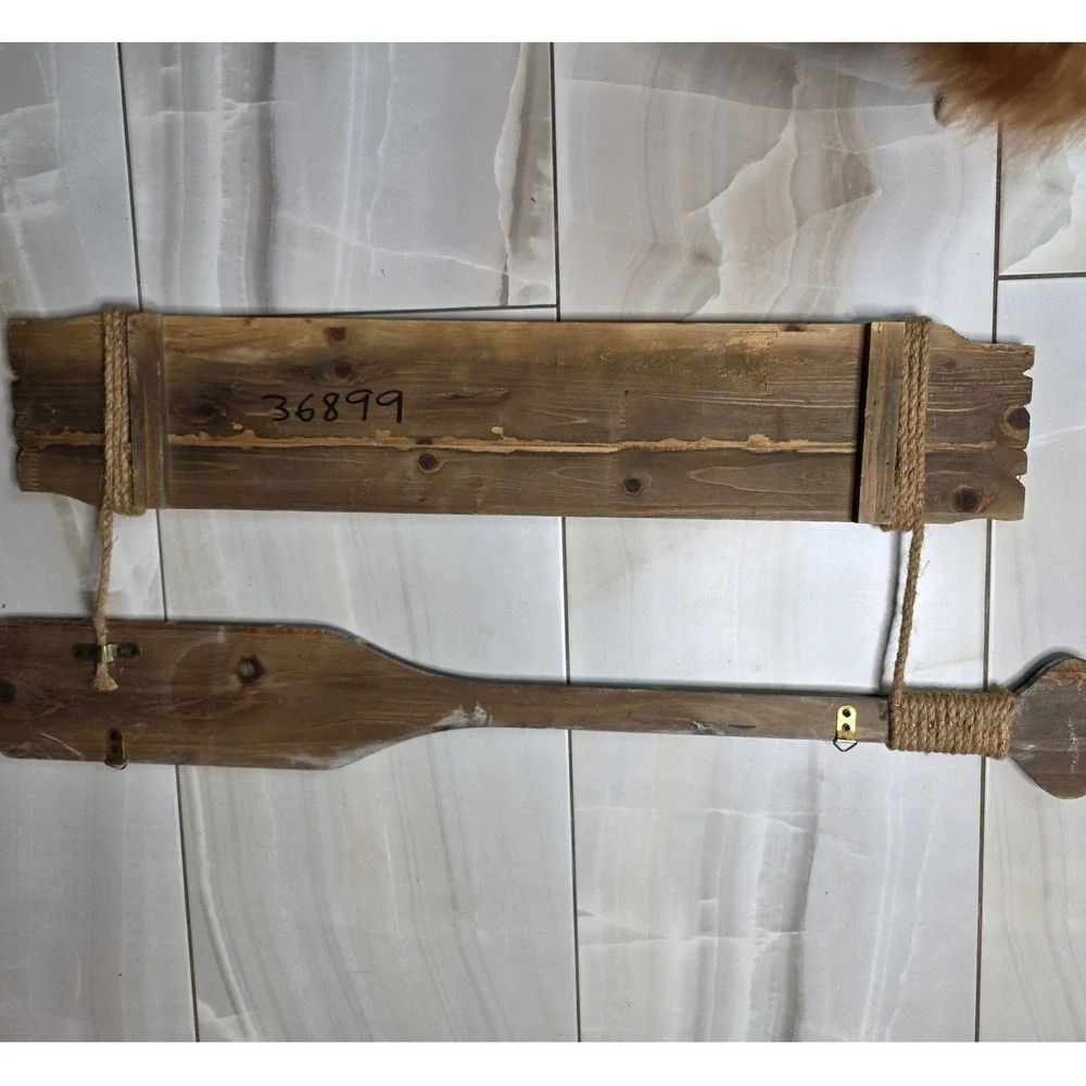 Rustic Wooden Beach Sign with Oar Nautical Wall Decor‎ Distressed Coastal Art